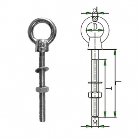 Waveline Eye Bolt inc Nut/Washer - 10 x 100mm-0