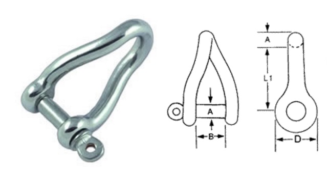 Round Twisted Shackle Stainless Steel (AISI 316) Forged Pin 10mm-0