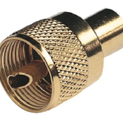 GLOMEX CONNECTOR PL259 MALE GOLD PLATED TWIST ON FOR RG58/U CABLE.